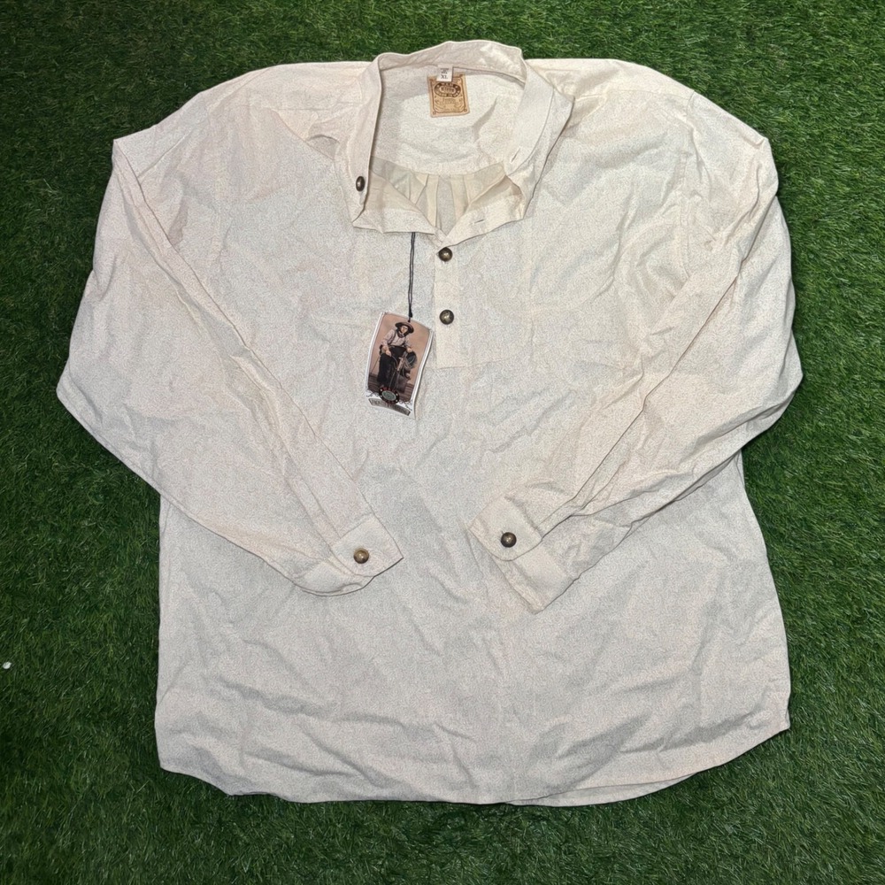 Wah Maker USA Frontier Clothing Whitton Paisley Pullover Shirt XL Natural Cream
